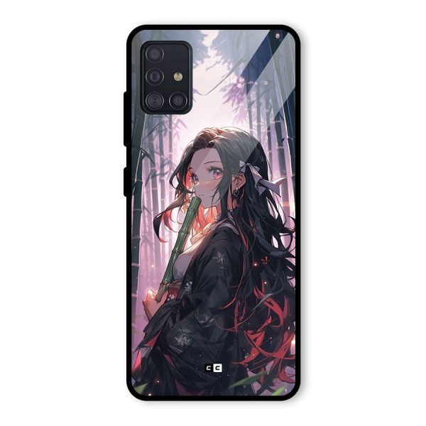 Cute Nezuko Glass Back Case for Galaxy A51