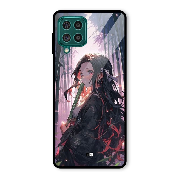 Cute Nezuko Glass Back Case for Galaxy F62