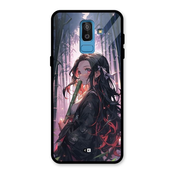 Cute Nezuko Glass Back Case for Galaxy J8