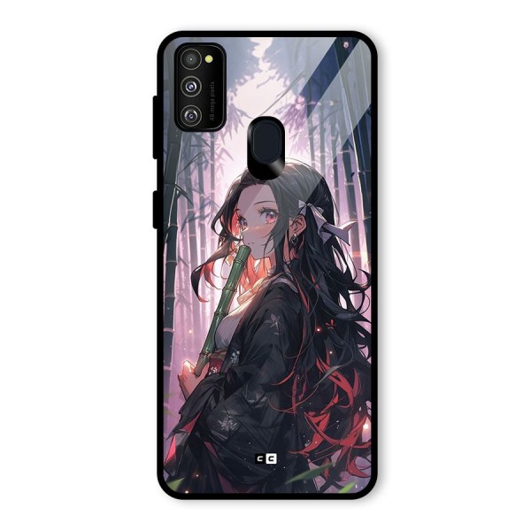 Cute Nezuko Glass Back Case for Galaxy M21