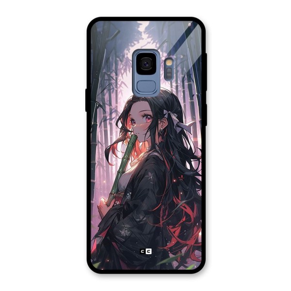 Cute Nezuko Glass Back Case for Galaxy S9