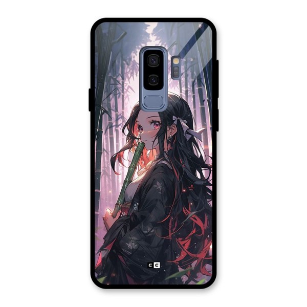 Cute Nezuko Glass Back Case for Galaxy S9 Plus