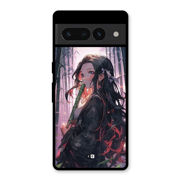 Cute Nezuko Glass Back Case for Google Pixel 7 Pro