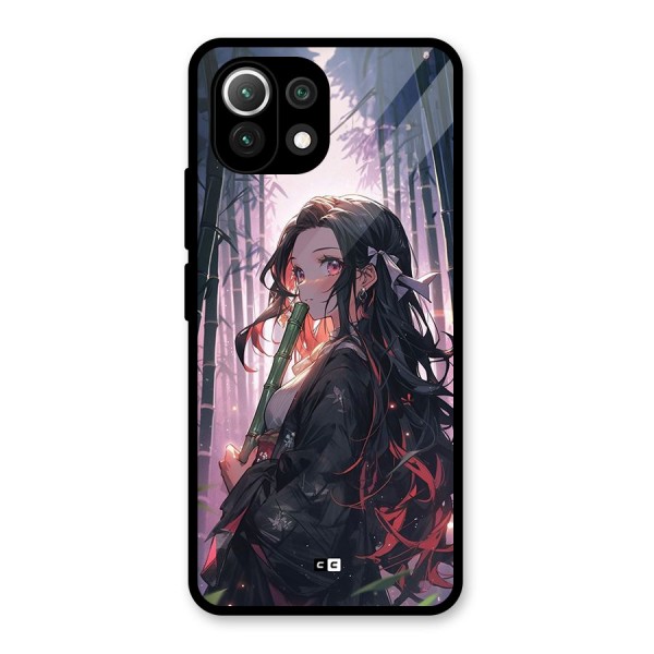 Cute Nezuko Glass Back Case for Mi 11 Lite