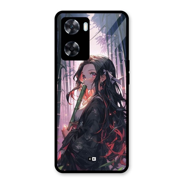 Cute Nezuko Glass Back Case for Oppo A77s