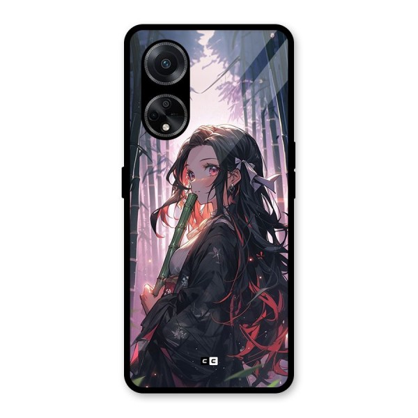 Cute Nezuko Glass Back Case for Oppo F23