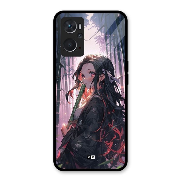 Cute Nezuko Glass Back Case for Oppo K10 4G