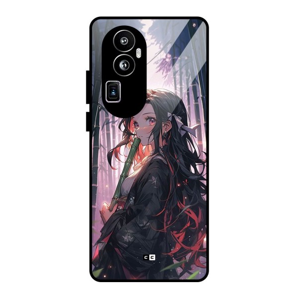 Cute Nezuko Glass Back Case for Oppo Reno10 Pro Plus