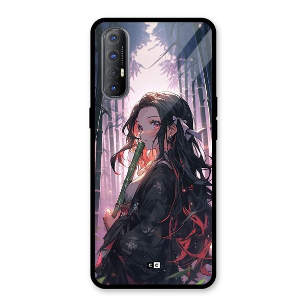 Cute Nezuko Glass Back Case for Oppo Reno3 Pro