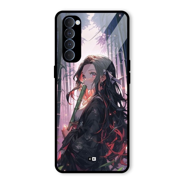 Cute Nezuko Glass Back Case for Oppo Reno4 Pro