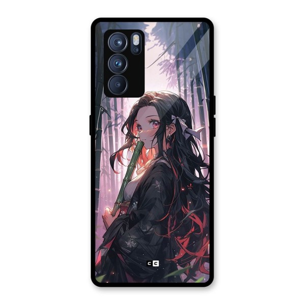 Cute Nezuko Glass Back Case for Oppo Reno6 Pro 5G