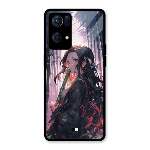 Cute Nezuko Glass Back Case for Oppo Reno7 Pro 5G