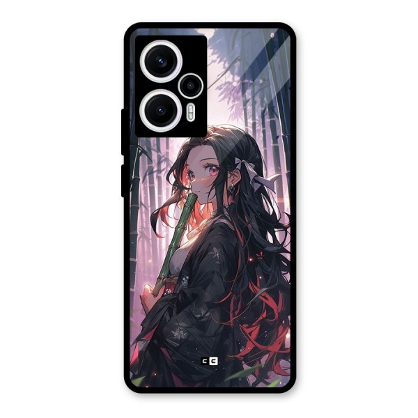 Cute Nezuko Glass Back Case for Poco F5