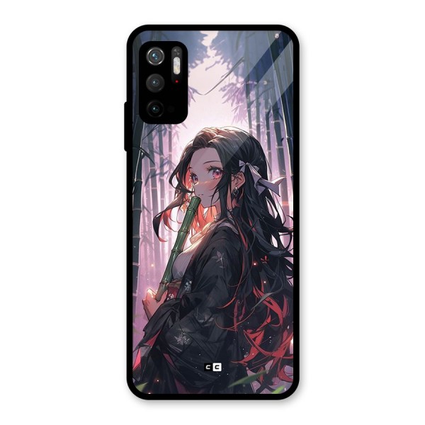 Cute Nezuko Glass Back Case for Poco M3 Pro 5G