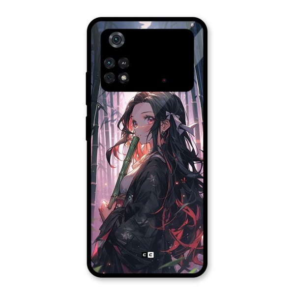 Cute Nezuko Glass Back Case for Poco M4 Pro 4G