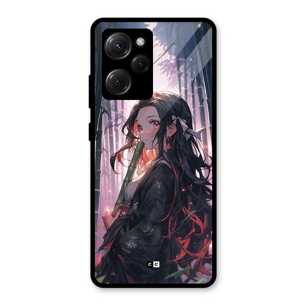 Cute Nezuko Glass Back Case for Poco X5 Pro