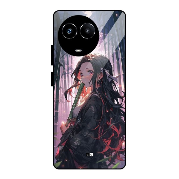 Cute Nezuko Glass Back Case for Realme 11X