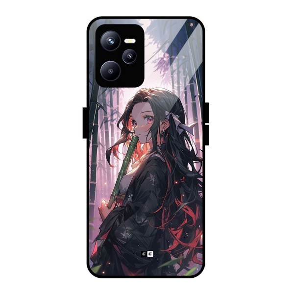 Cute Nezuko Glass Back Case for Realme C35