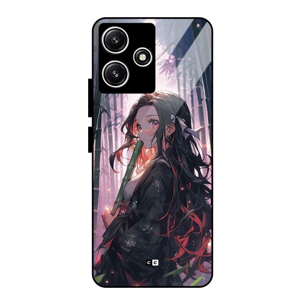 Cute Nezuko Glass Back Case for Redmi 12 5G