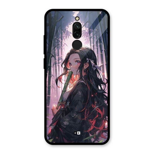 Cute Nezuko Glass Back Case for Redmi 8