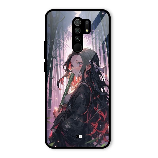 Cute Nezuko Glass Back Case for Redmi 9 Prime