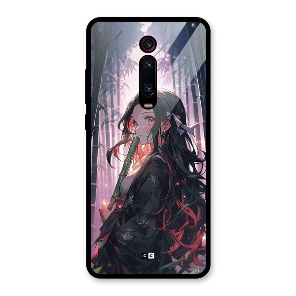 Cute Nezuko Glass Back Case for Redmi K20