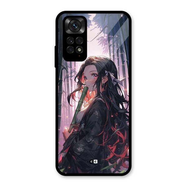 Cute Nezuko Glass Back Case for Redmi Note 11