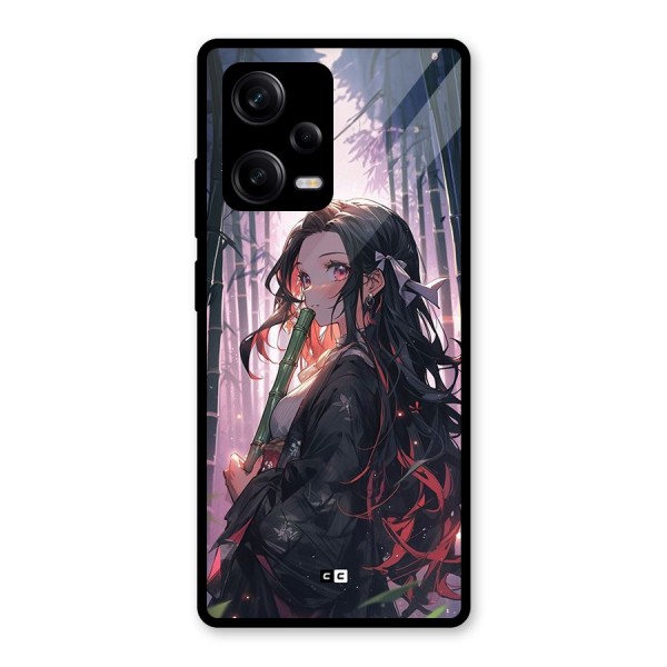 Cute Nezuko Glass Back Case for Redmi Note 12 Pro