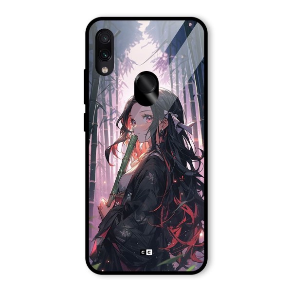 Cute Nezuko Glass Back Case for Redmi Note 7