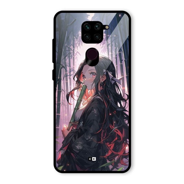 Cute Nezuko Glass Back Case for Redmi Note 9