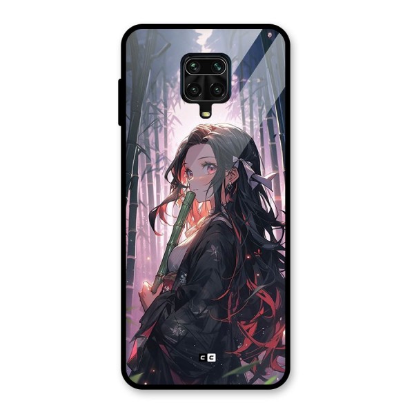 Cute Nezuko Glass Back Case for Redmi Note 9 Pro