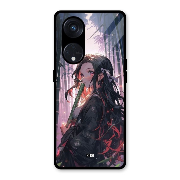 Cute Nezuko Glass Back Case for Reno8 T 5G