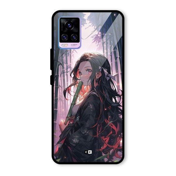 Cute Nezuko Glass Back Case for Vivo V20 Pro