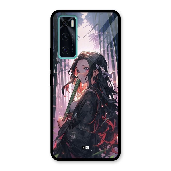 Cute Nezuko Glass Back Case for Vivo V20 SE