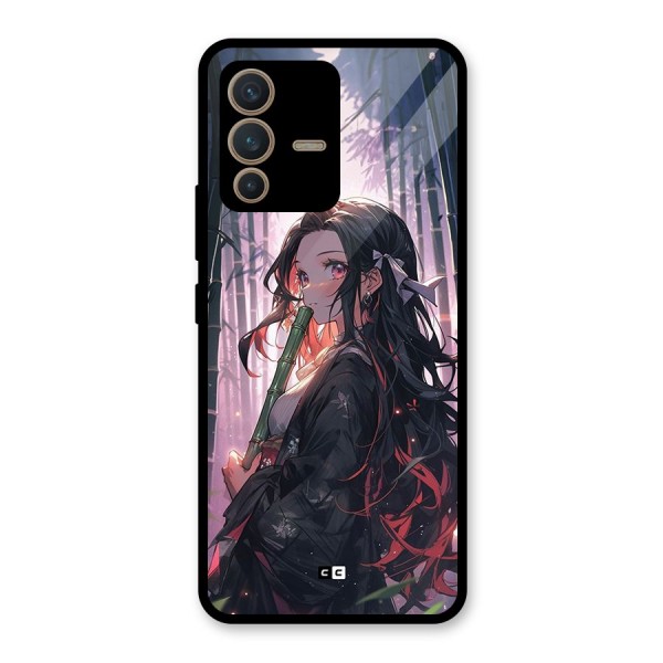 Cute Nezuko Glass Back Case for Vivo V23 5G