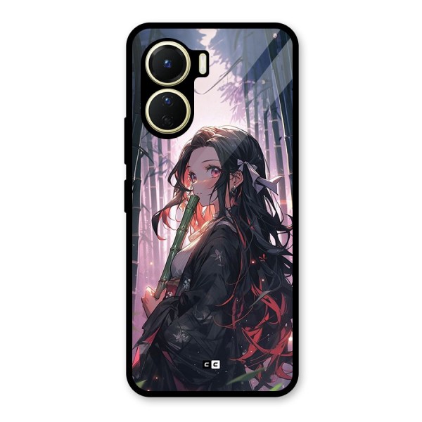 Cute Nezuko Glass Back Case for Vivo Y16