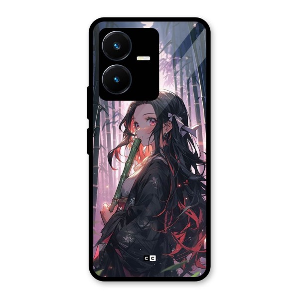 Cute Nezuko Glass Back Case for Vivo Y22