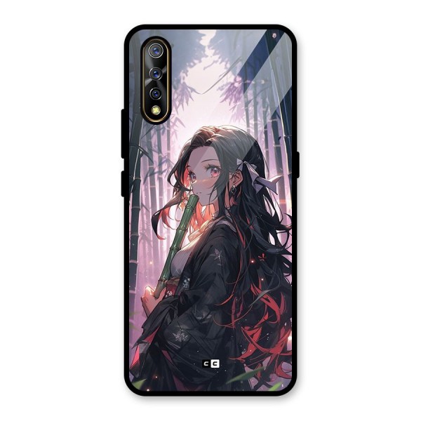 Cute Nezuko Glass Back Case for Vivo Z1x