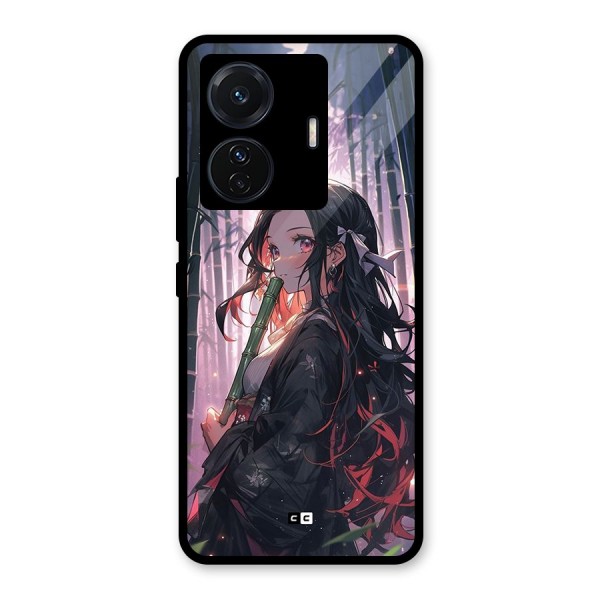 Cute Nezuko Glass Back Case for Vivo iQOO Z6 Pro