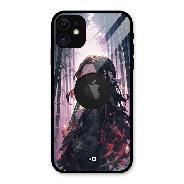 Cute Nezuko Glass Back Case for iPhone 11 Logo Cut