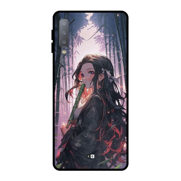 Cute Nezuko Metal Back Case for Galaxy A7 (2018)