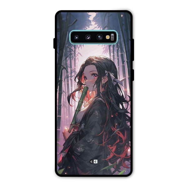 Cute Nezuko Metal Back Case for Galaxy S10 Plus