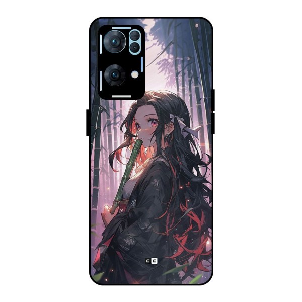 Cute Nezuko Metal Back Case for Oppo Reno7 Pro 5G