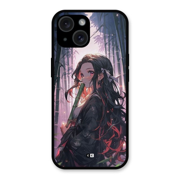 Cute Nezuko Metal Back Case for iPhone 15