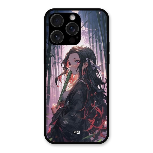 Cute Nezuko Metal Back Case for iPhone 15 Pro Max