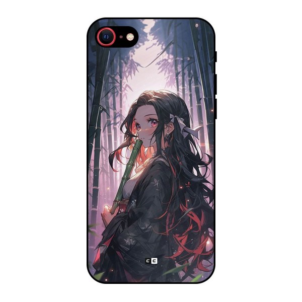 Cute Nezuko Metal Back Case for iPhone 8
