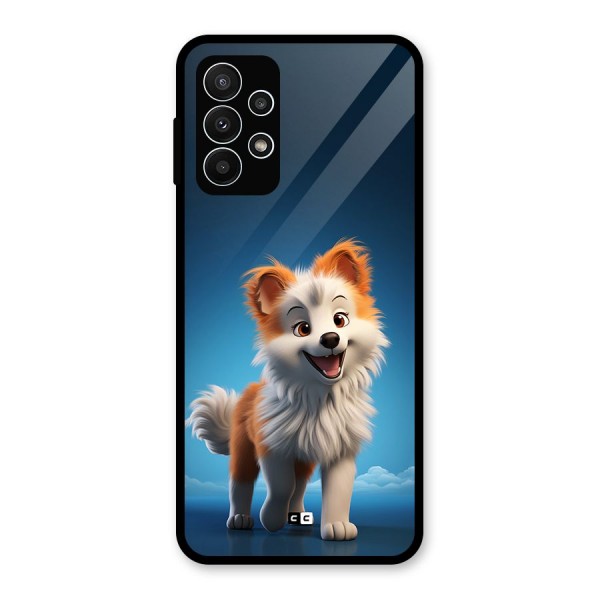 Cute Puppy Walking Glass Back Case for Galaxy A23