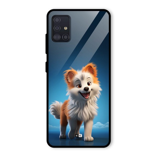 Cute Puppy Walking Glass Back Case for Galaxy A51