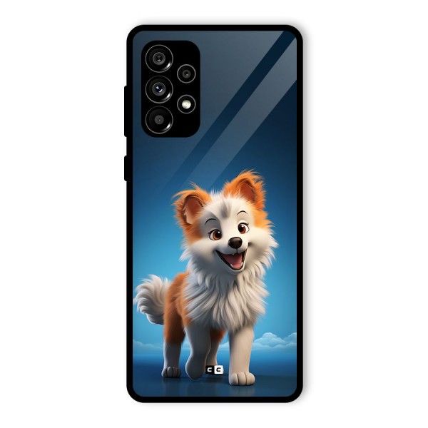 Cute Puppy Walking Glass Back Case for Galaxy A73 5G