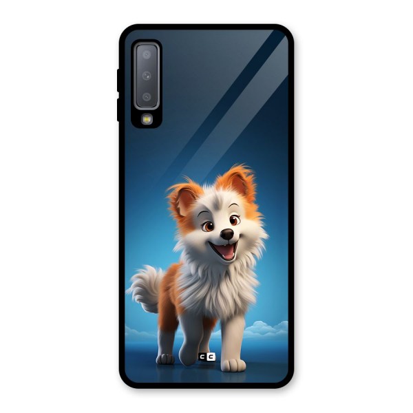 Cute Puppy Walking Glass Back Case for Galaxy A7 (2018)